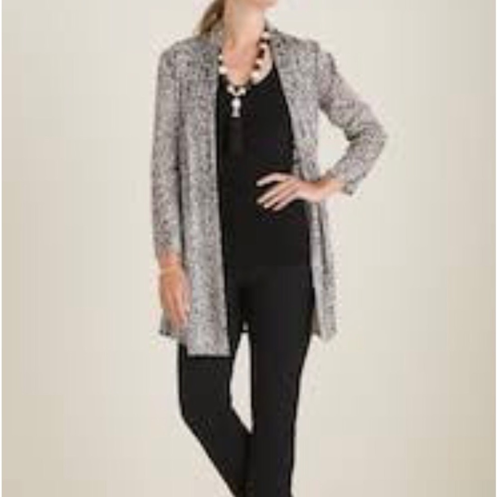 Chicos knitted and knotted boucle open front cardigan